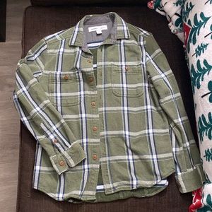 Old Navy Mens Regular-Fit Plaid Twill Shirt/ Thick Flannel- size Small